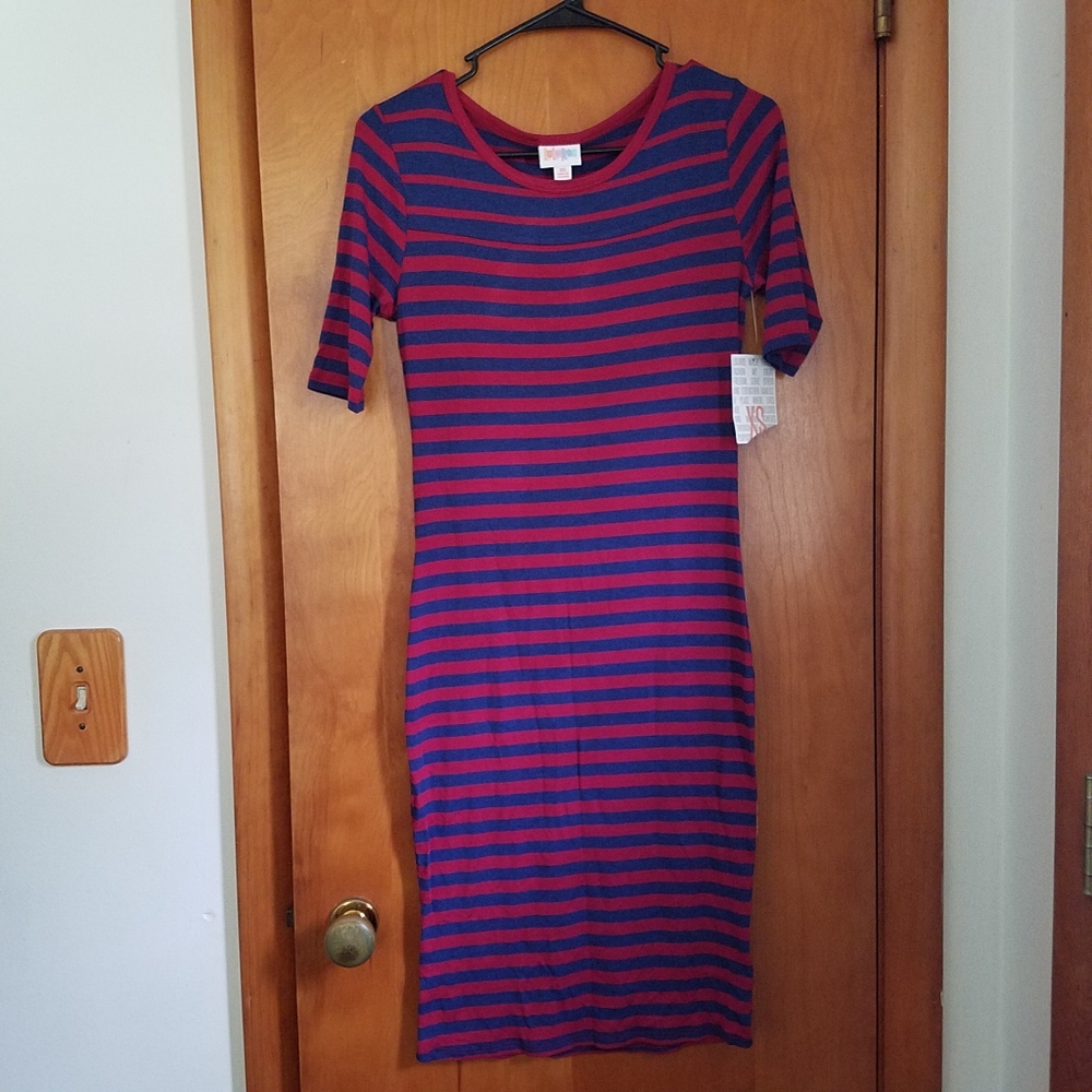 LuLaRoe Berry & Blue Stripe Julia Dress